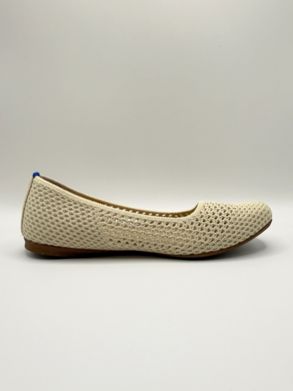 Rothy's The Max Square Off White Mesh Ballet Flats Ivory Perforated Knit Shoes 8 - Picture 6 of 14